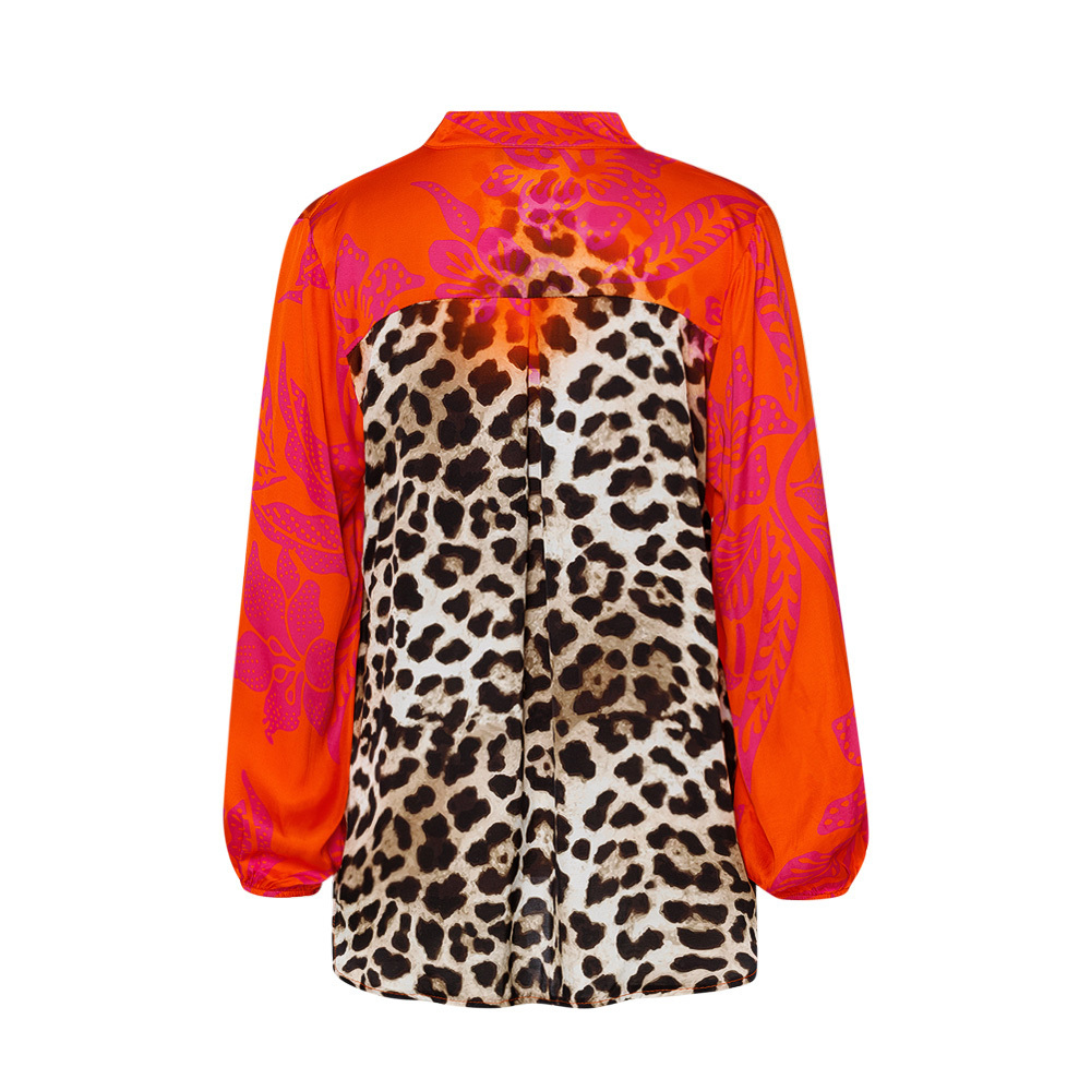 Bluse im Alloverprint, orange flash 