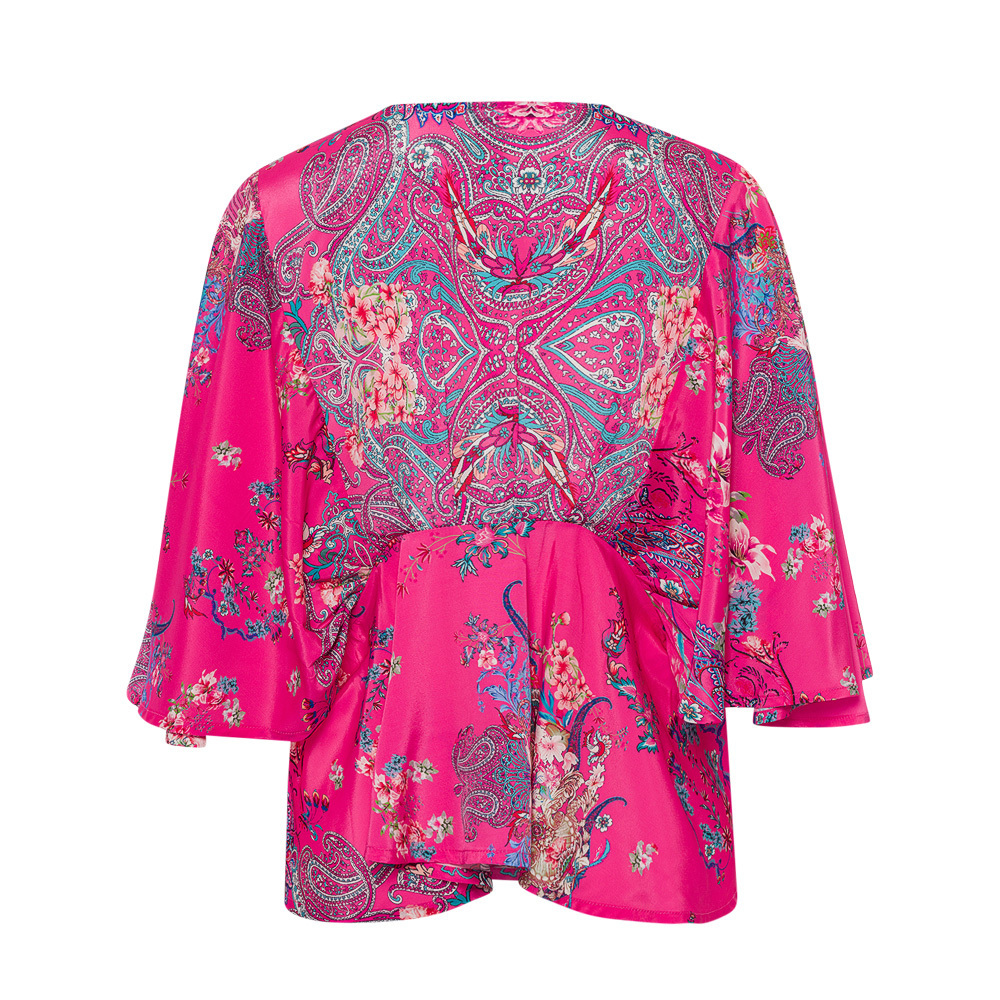 Bluse im Kimono-Style, bunt 