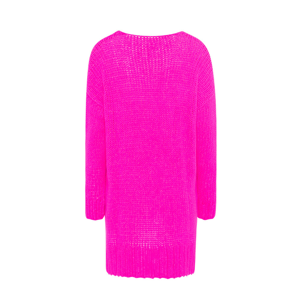 Strickpullover in Grobstrick, neonpink 