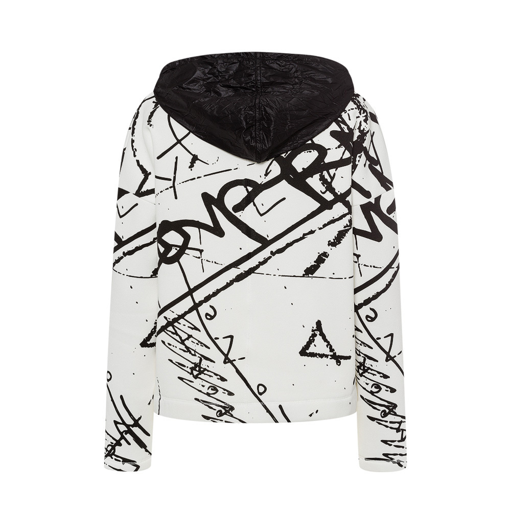 Sweatpullover mit crashed Nylon, offwhite-schwarz 