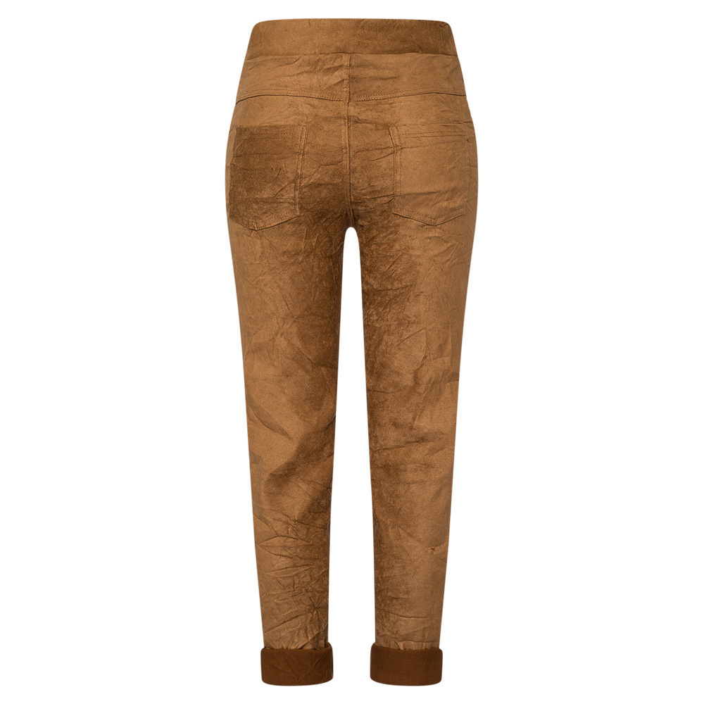 Suede-Joggpants mit Print, cappuccino 