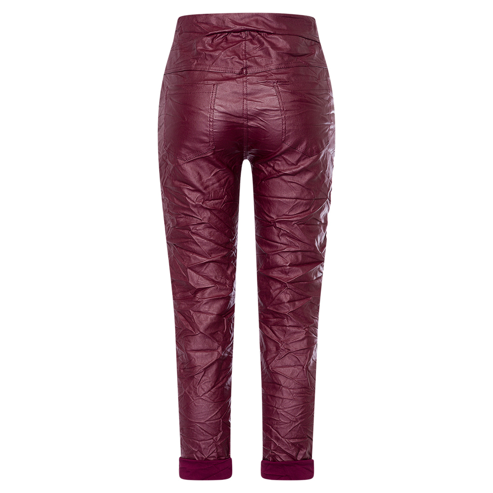 Joggpants in Leder-Optik, burgund 