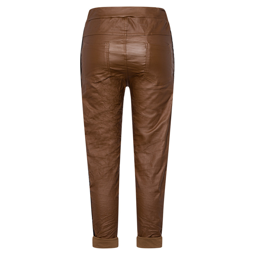 Joggpants in Leder-Optik, cappuccino 