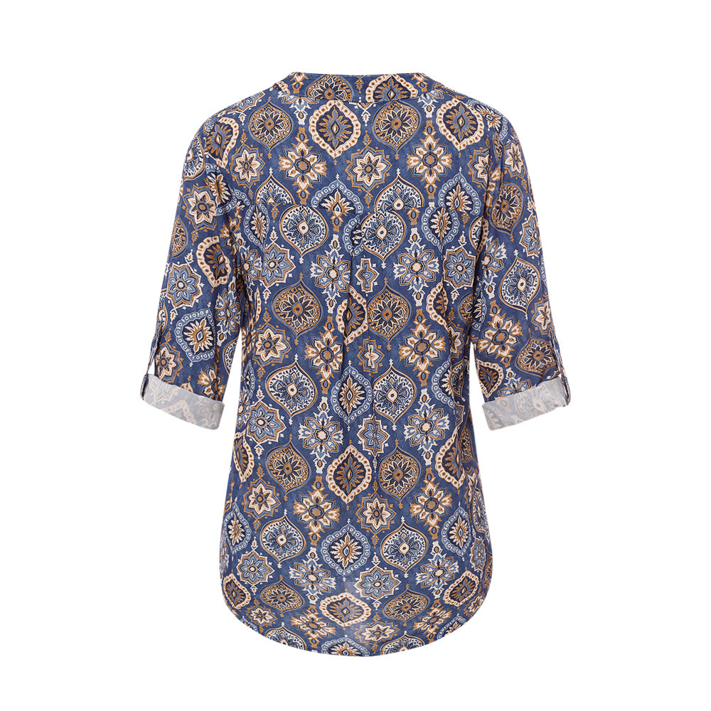 Bluse im Alloverprint, blau 