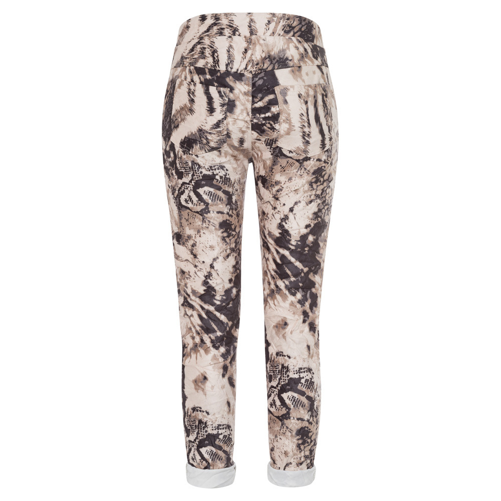 Suede-Joggpants im Alloverprint, crema 