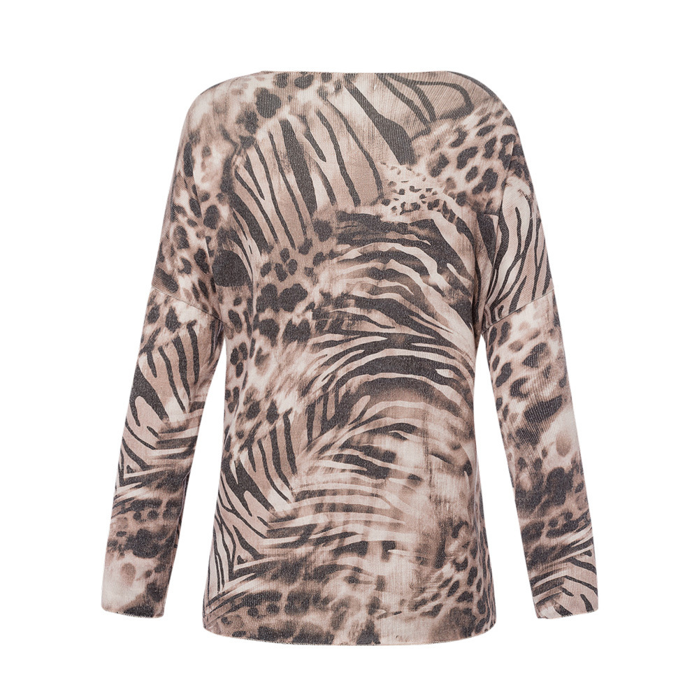 Langarmshirt im Animalprint, cappuccino 