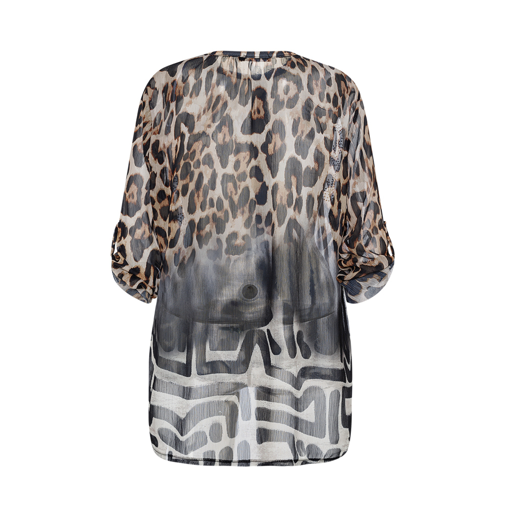 Bluse im Animalprint, cappuccino-schwarz 