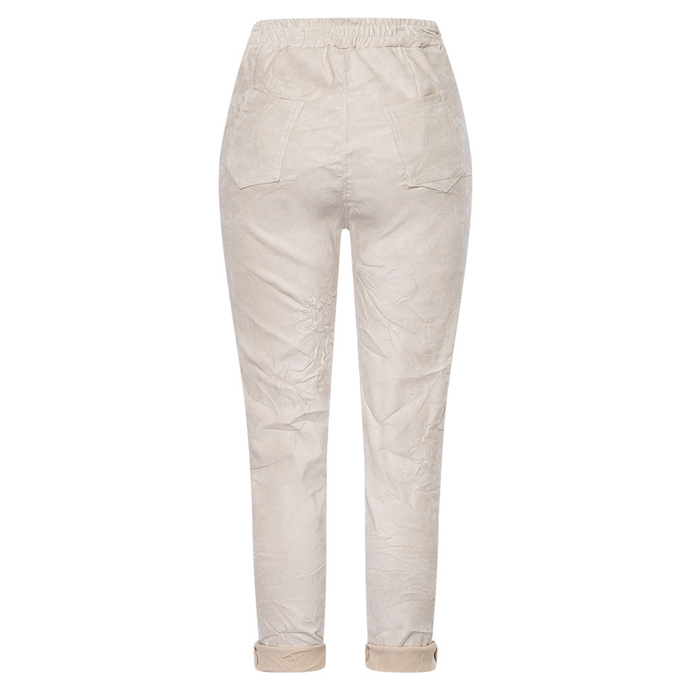 Suede-Joggpants mit Knöpfen, crema 