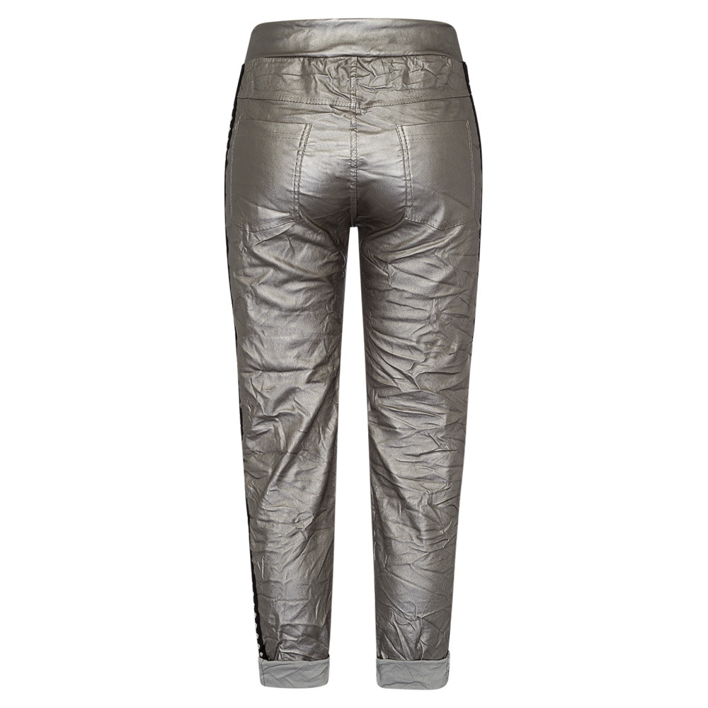 Joggpants in Leder-Optik, metallic 