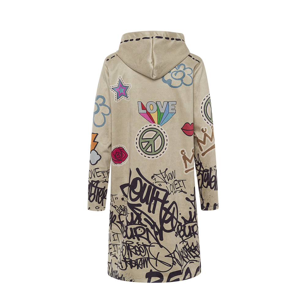 Suede-Kleid 'Graffiti', crema 