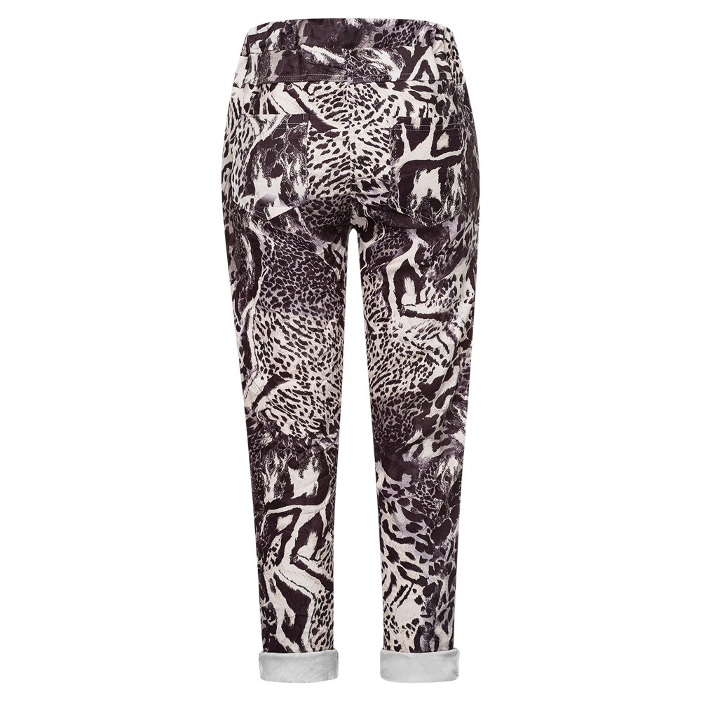 Suede-Joggpants mit Print, schwarz-offwhite 