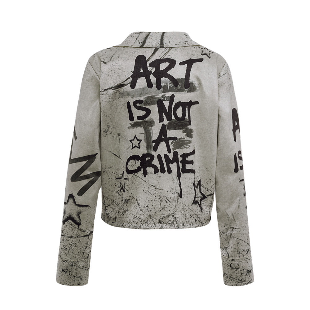 Suede-Jacke im Graffiti-Style, kitt 3