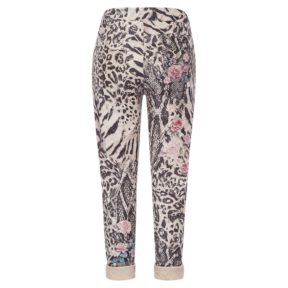 Suede-Joggpants mit Print, crema 