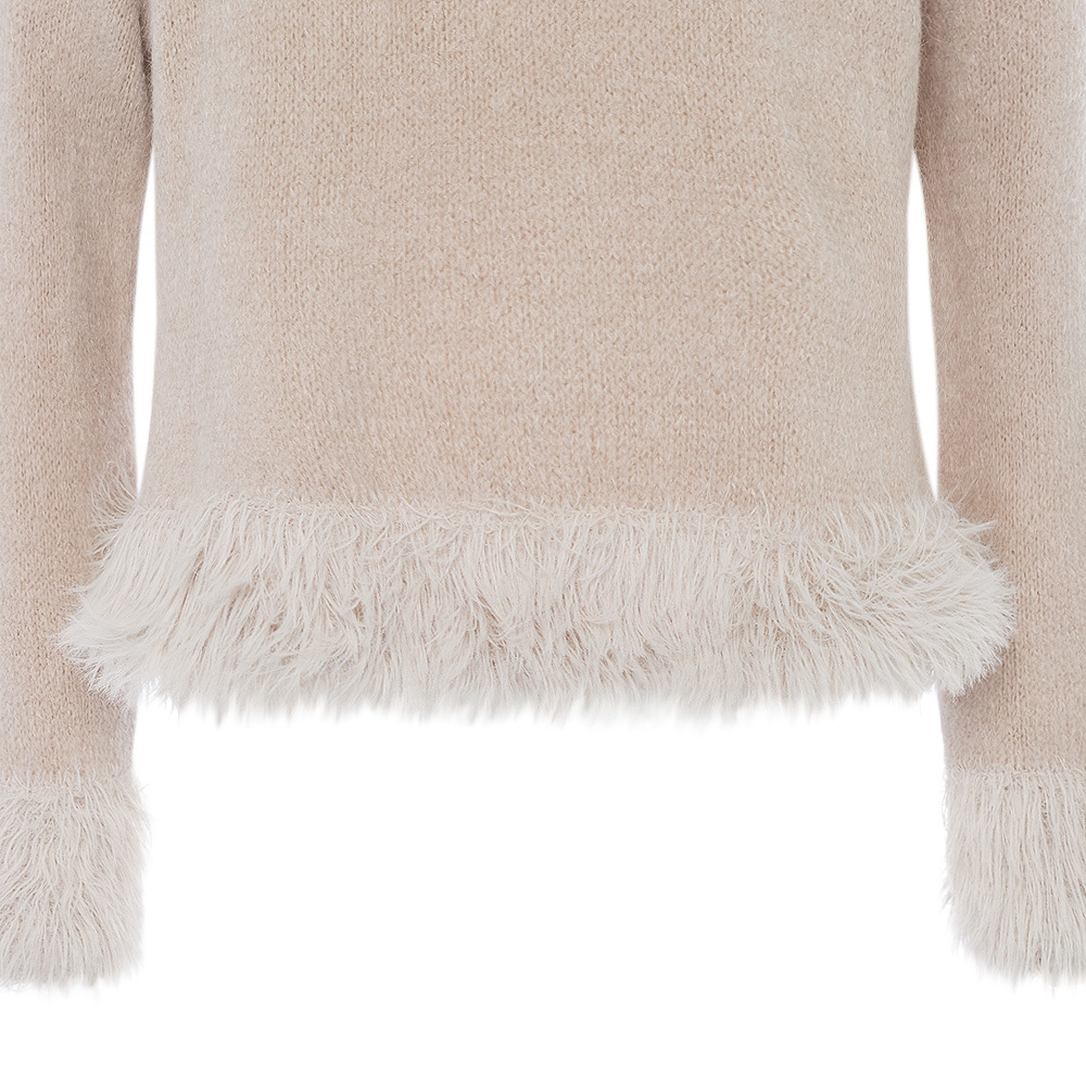 flauschiger Strickpullover, crema 