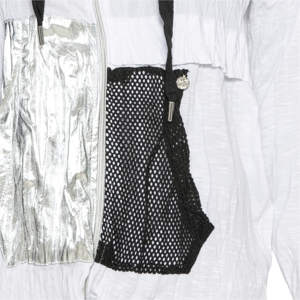 Fashion Metallic-Elementen, mit Mode 36 Shirtjacke in - 50 Onlineshop tredy | weiß 6 Größe |