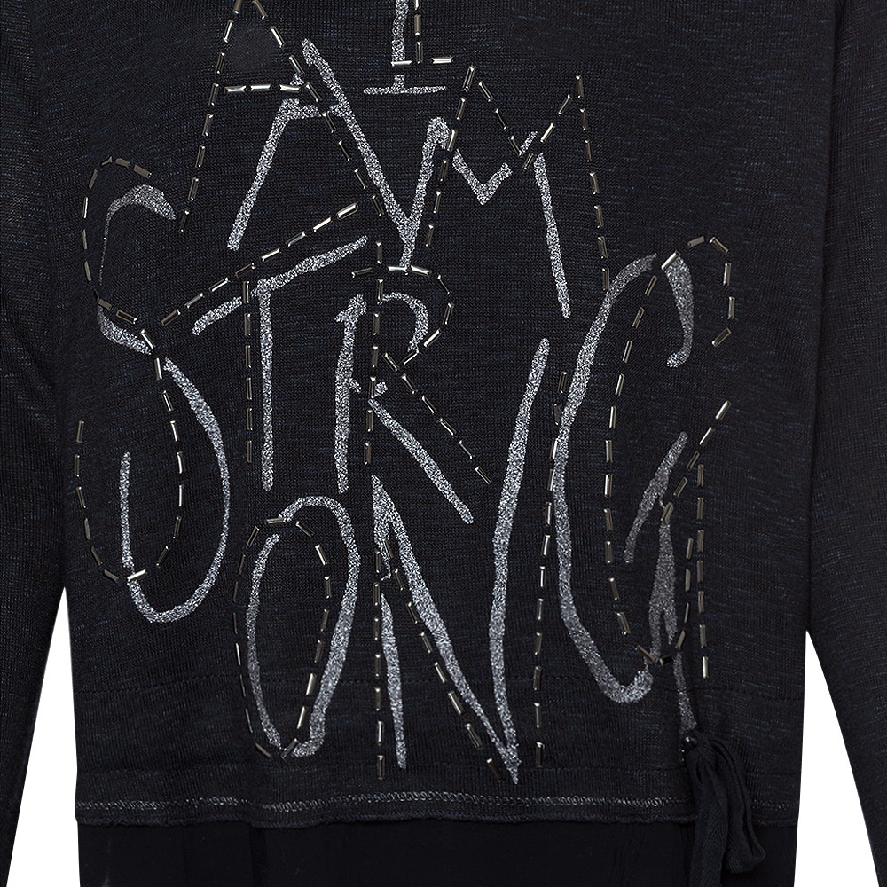 Shirt mit Lettering, navy-melange 