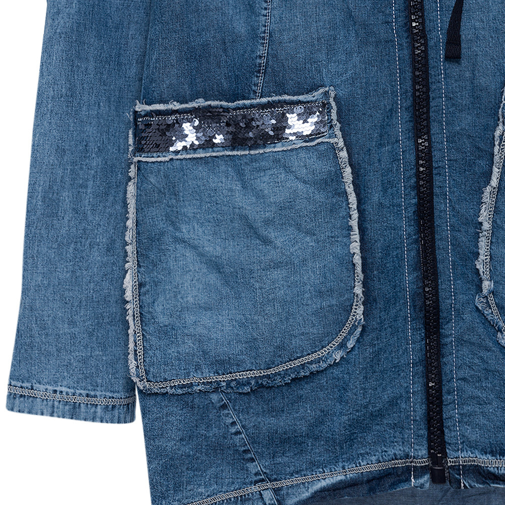 Jeansjacke mit Pailletten, blue denim 