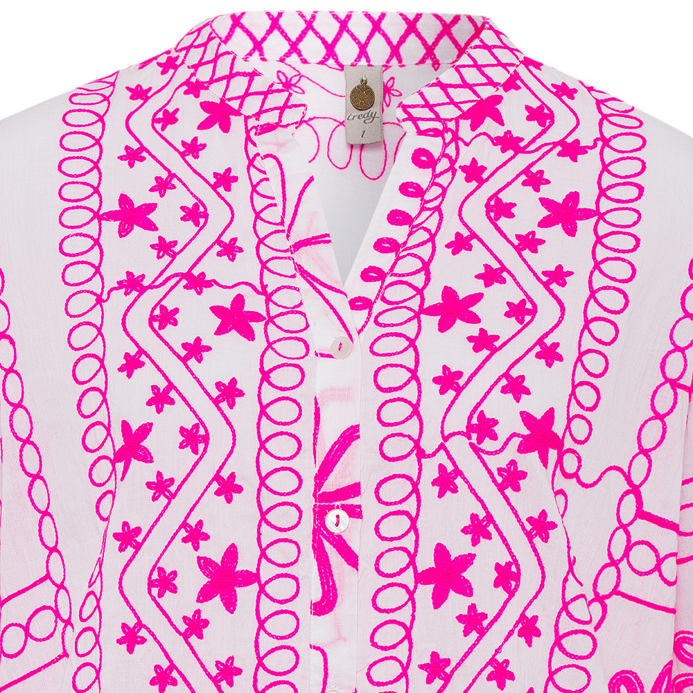 Bluse Stickerei, weiß-pink 5