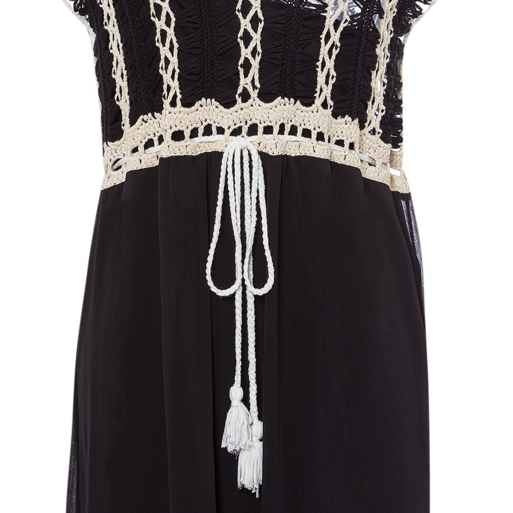 Kleid mit Crochet 2 in 1, schwarz 4