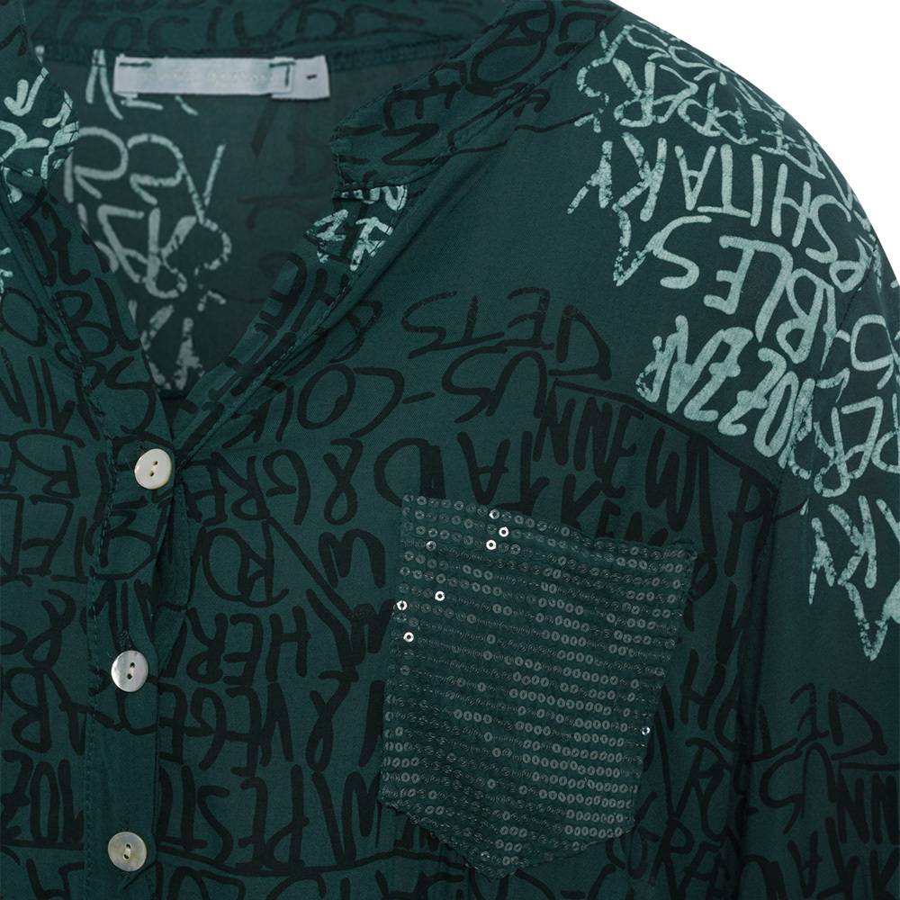 Bluse im Alloverprint, forest green 