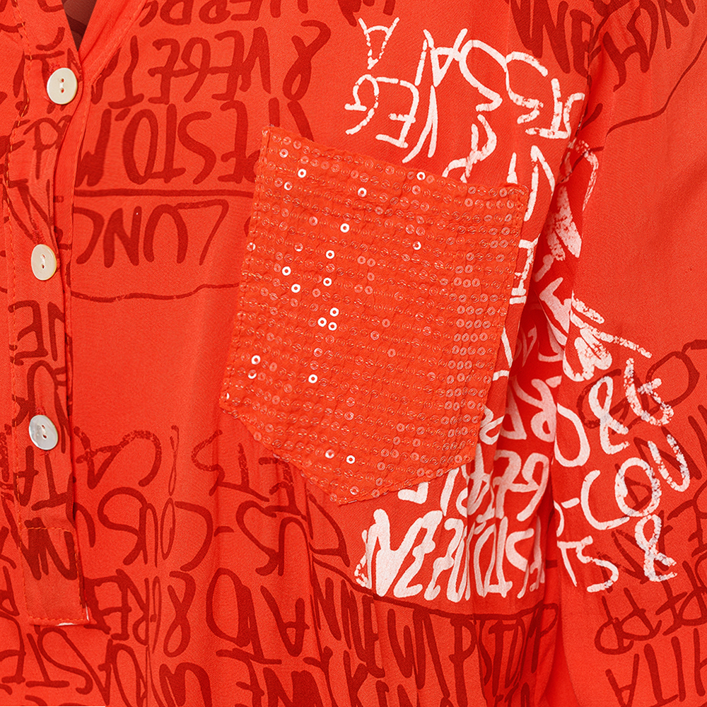 Bluse im Alloverprint, orange flash 