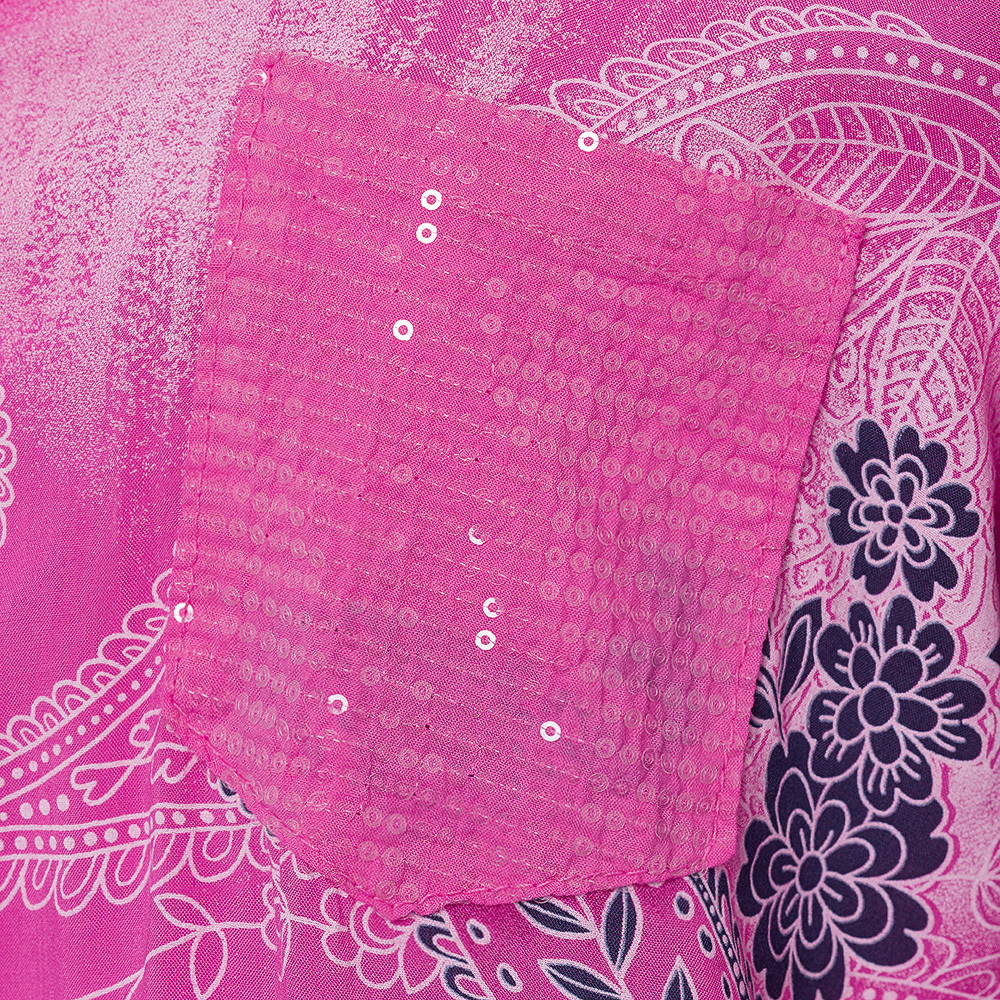 Bluse mit Pailletten, pink fluro 5