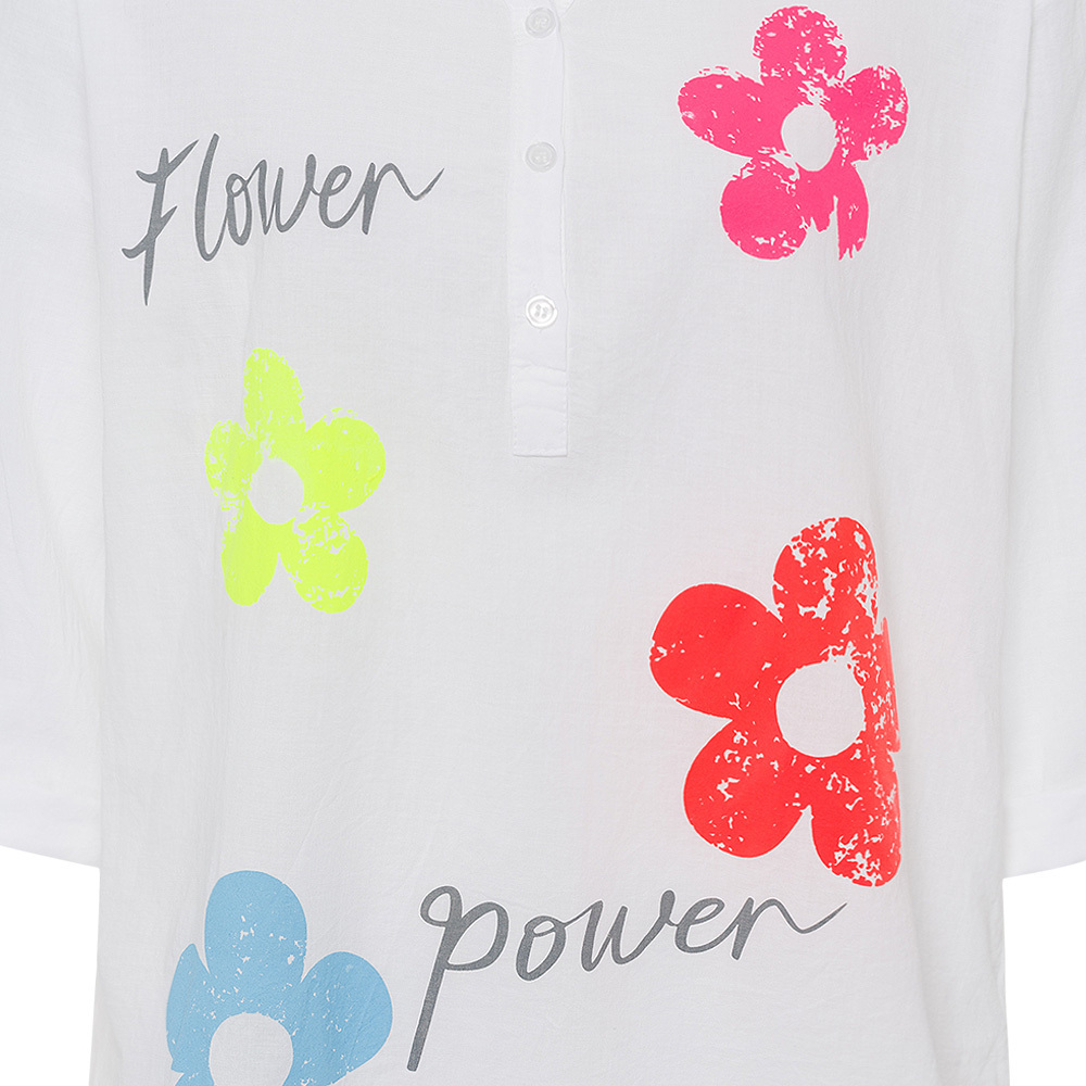 Bluse 'Flower power', weiß 