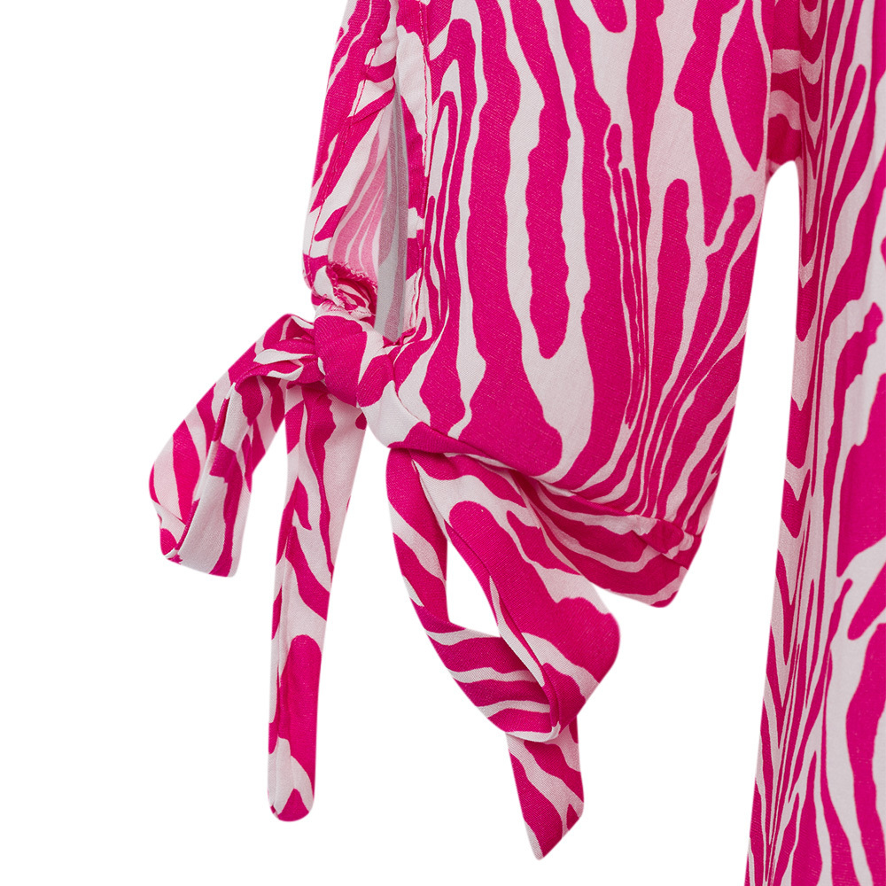 Bluse im Alloverprint, pink-weiß 4