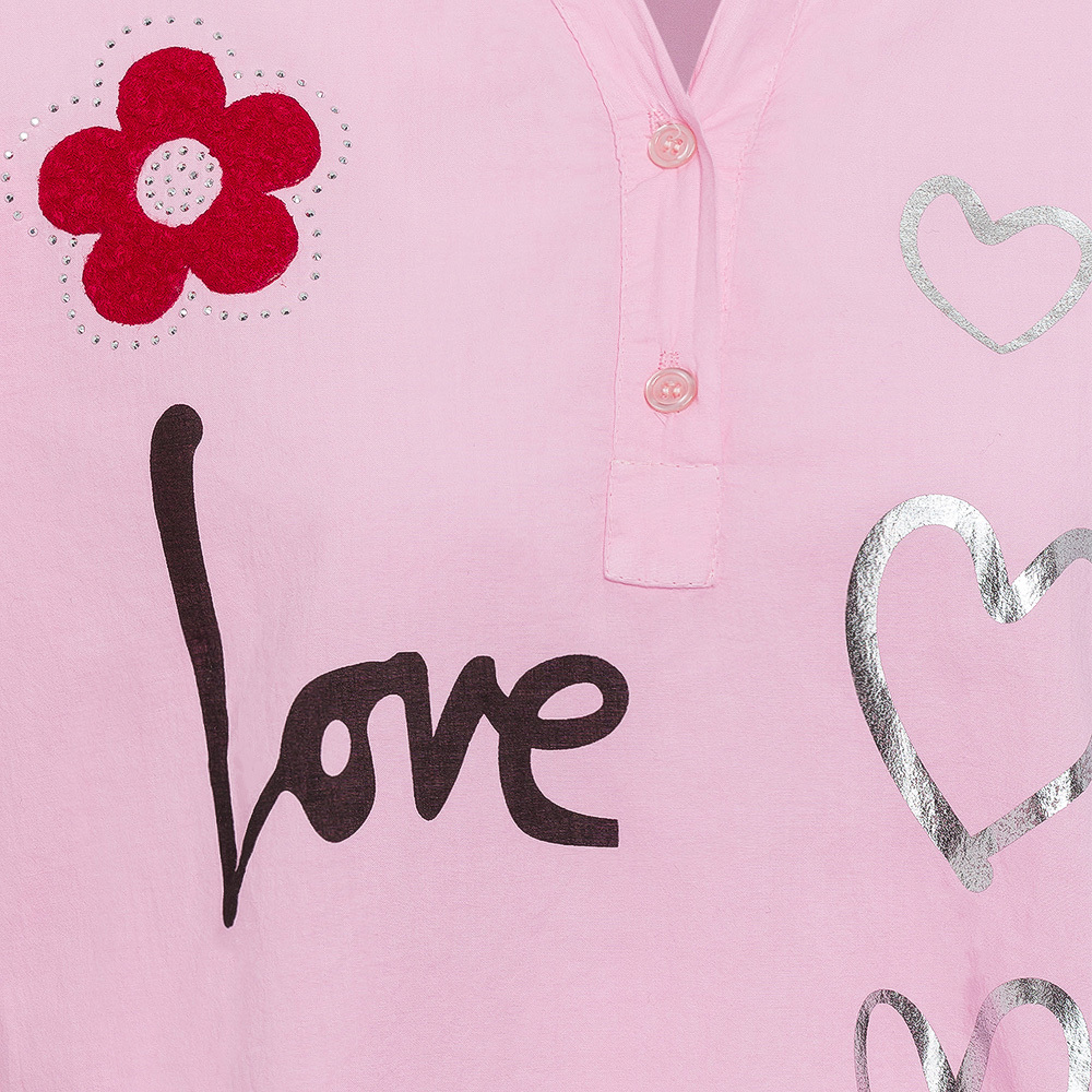 Bluse 'Love', pink fluro 