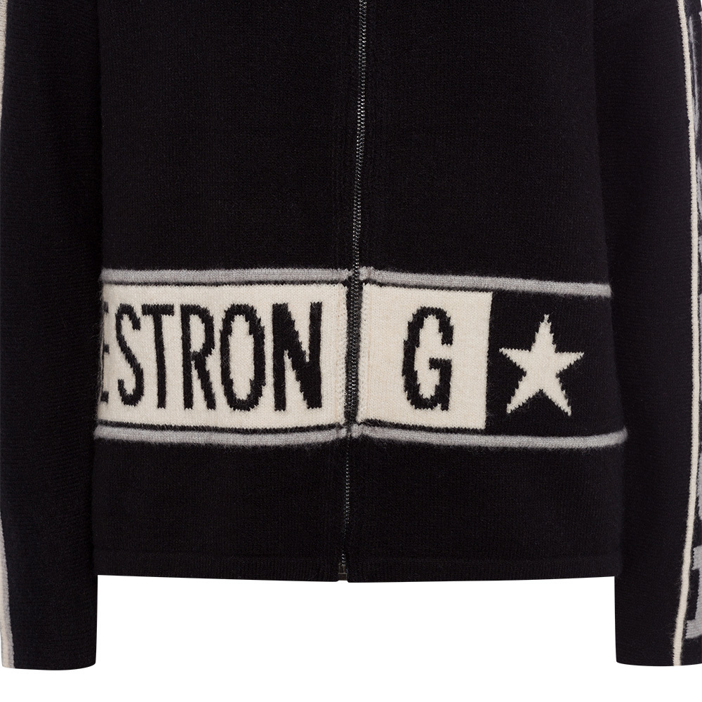 Strickjacke 'Be strong', schwarz 