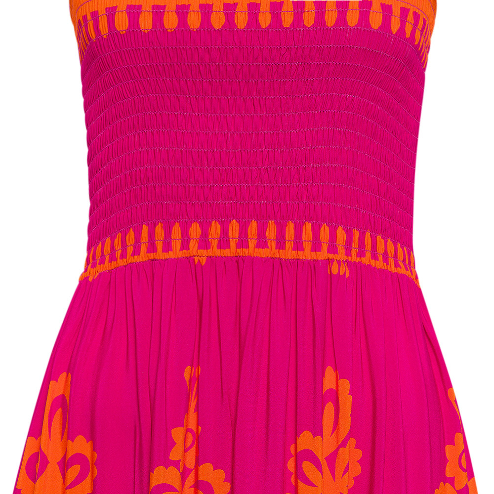 Kleid mit Volant, pink-orange 