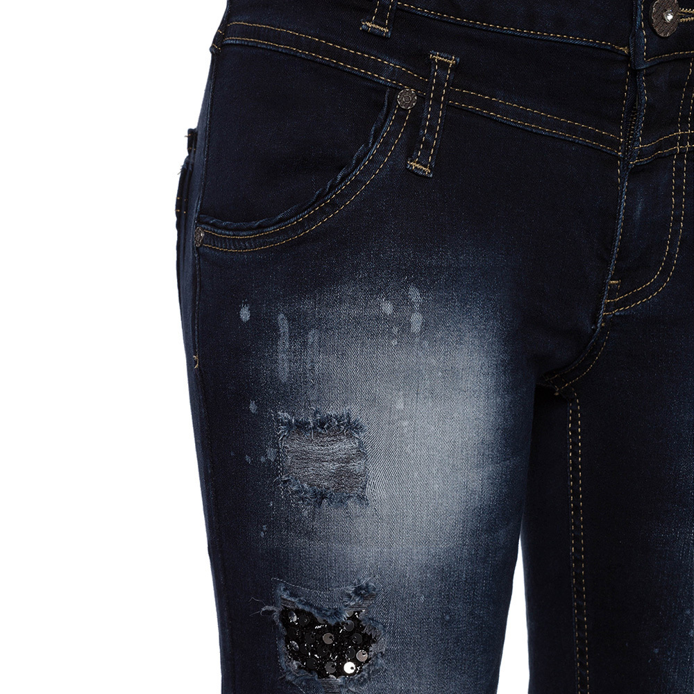 Jeans Pailletten, blue black denim 46