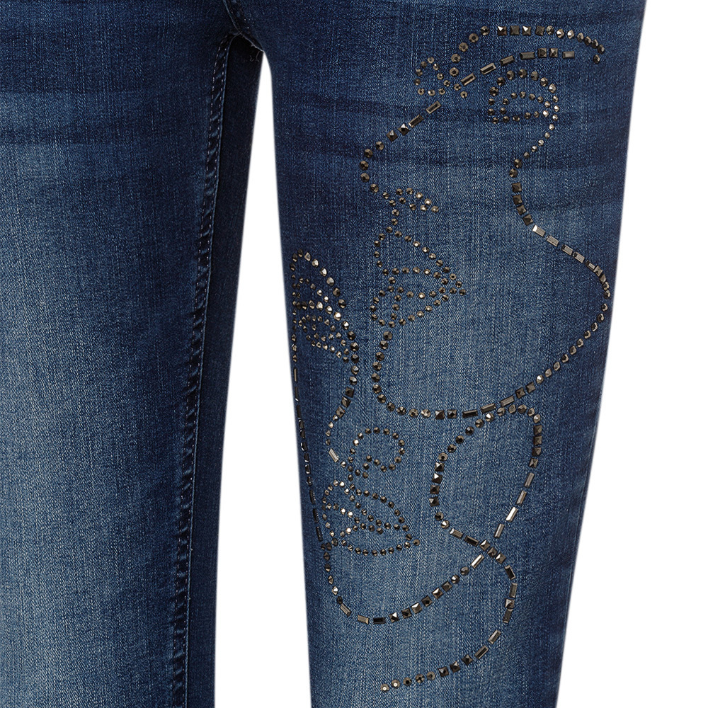 Jeans mit Ziersteinen, dark blue denim 