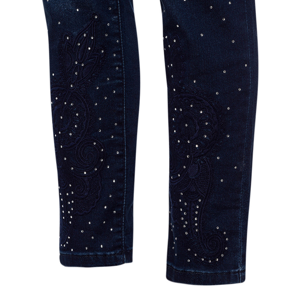 Jeggings mit Stickerei, dark blue denim 