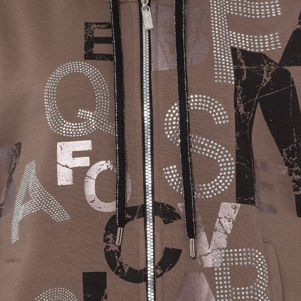 Sweatjacke  mit Lettering, taupe 1