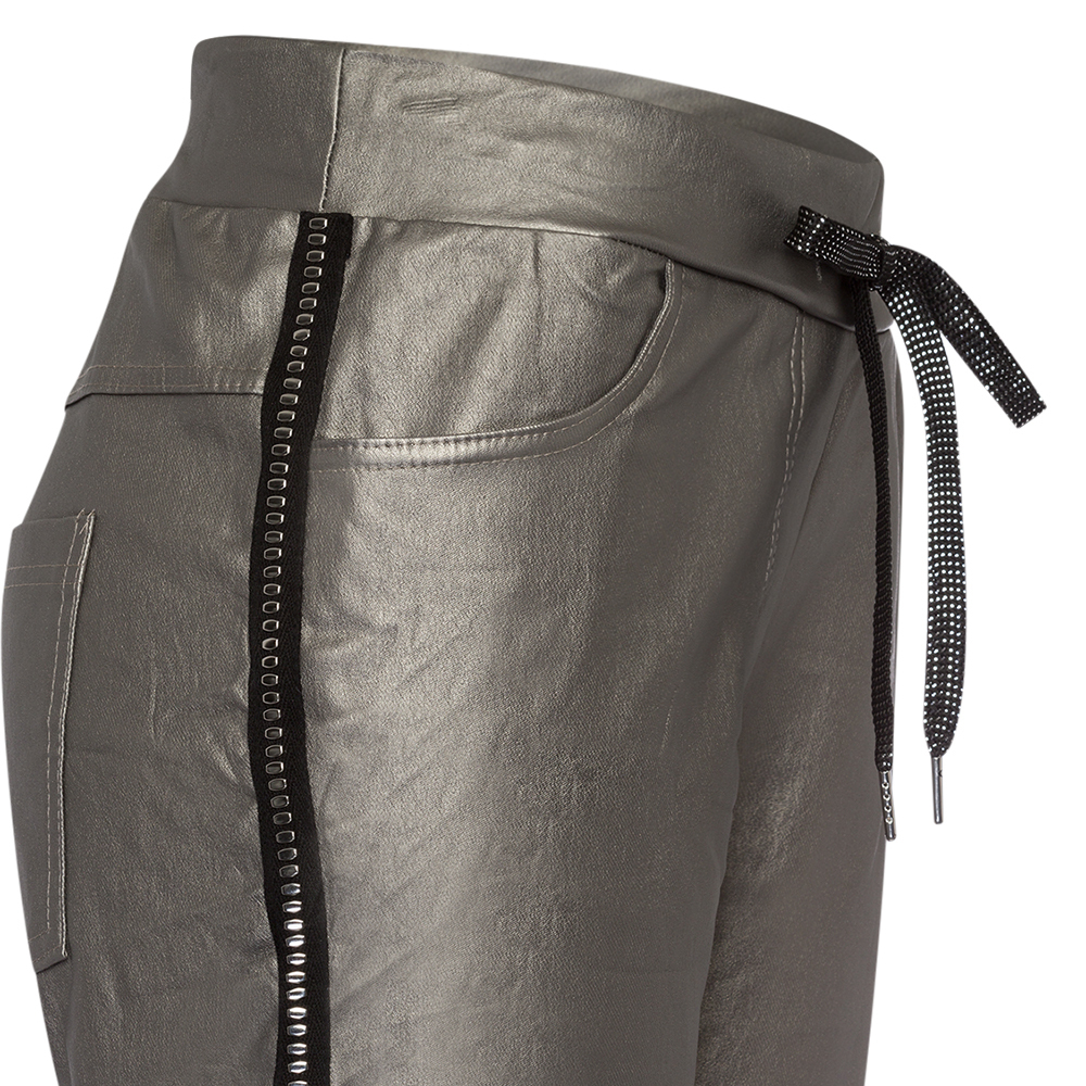 Joggpants in Leder-Optik, metallic 