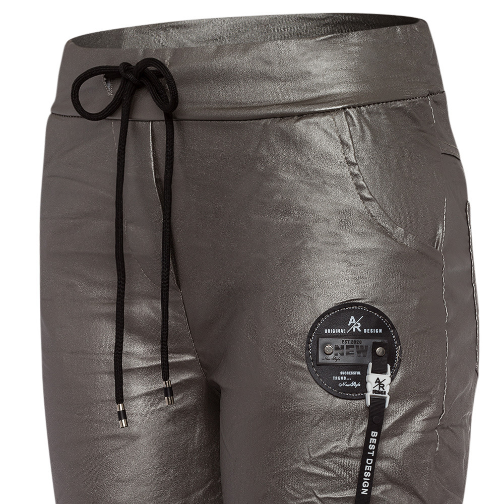 Joggpants in Leder-Optik, metallic 2