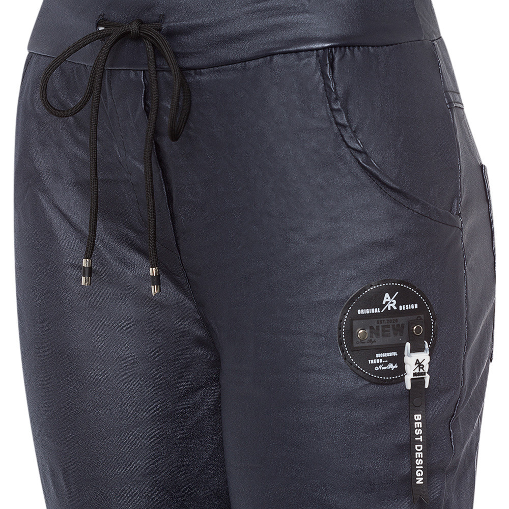 Joggpants in Leder-Optik, navy 