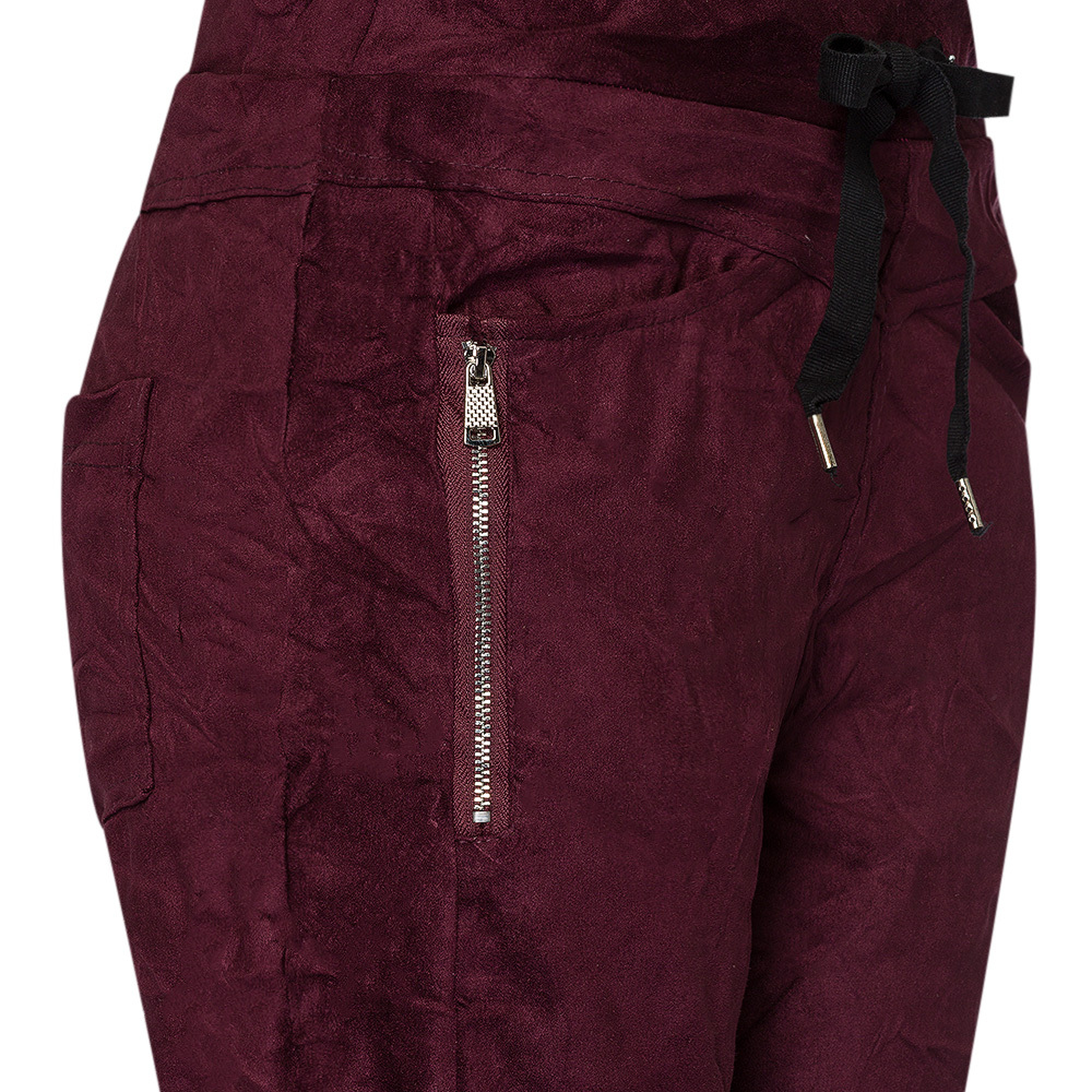 Suede-Joggpants, burgund 