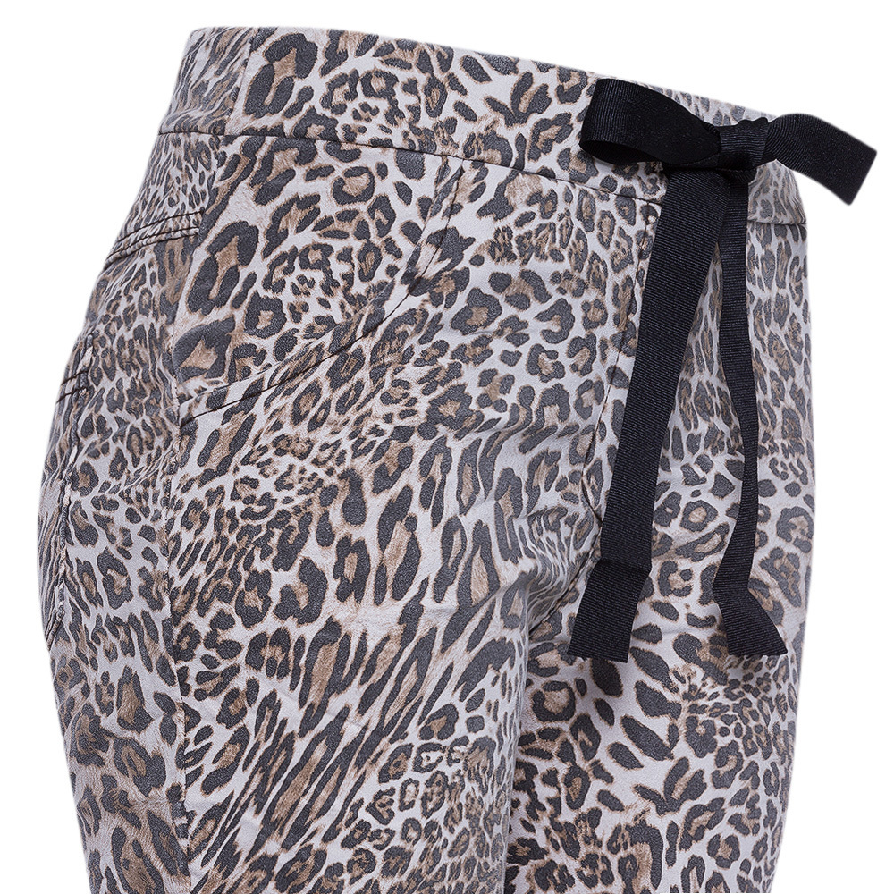 Suede-Joggpants im Animalprint, crema 6