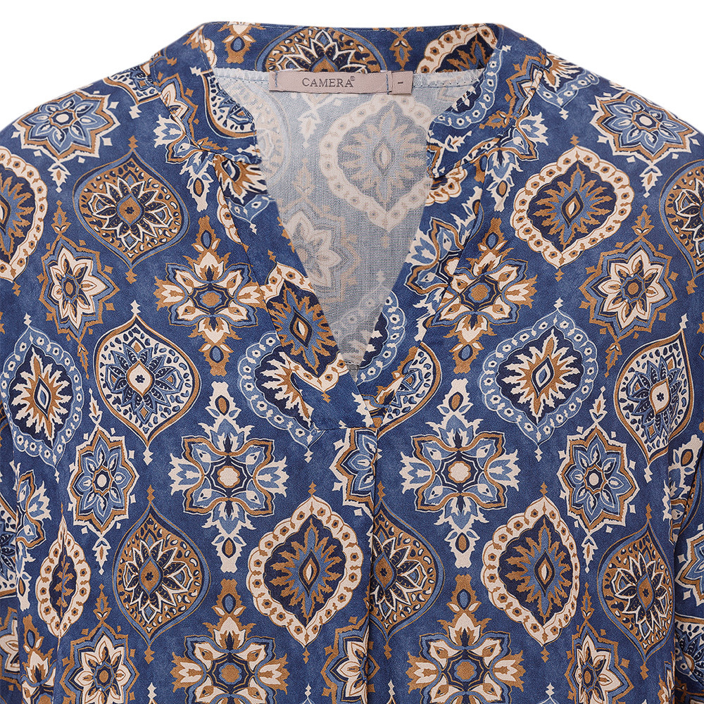 Bluse im Alloverprint, blau 