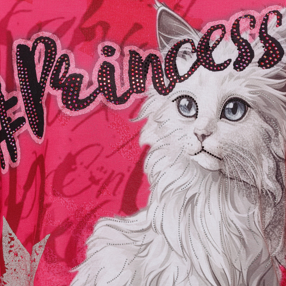 Langarmshirt 'Katze', pink flash 1