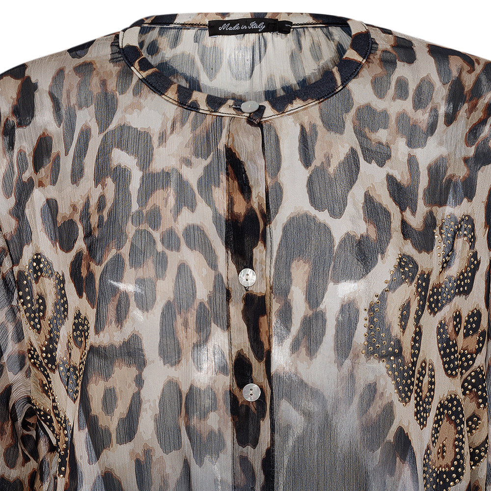 Bluse im Animalprint, cappuccino-schwarz 