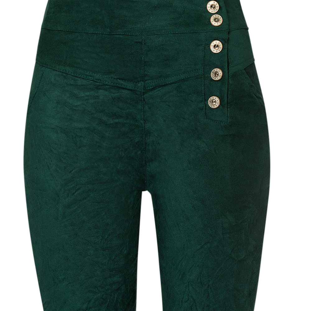 Suede-Joggpants mit Knöpfen, forest green 