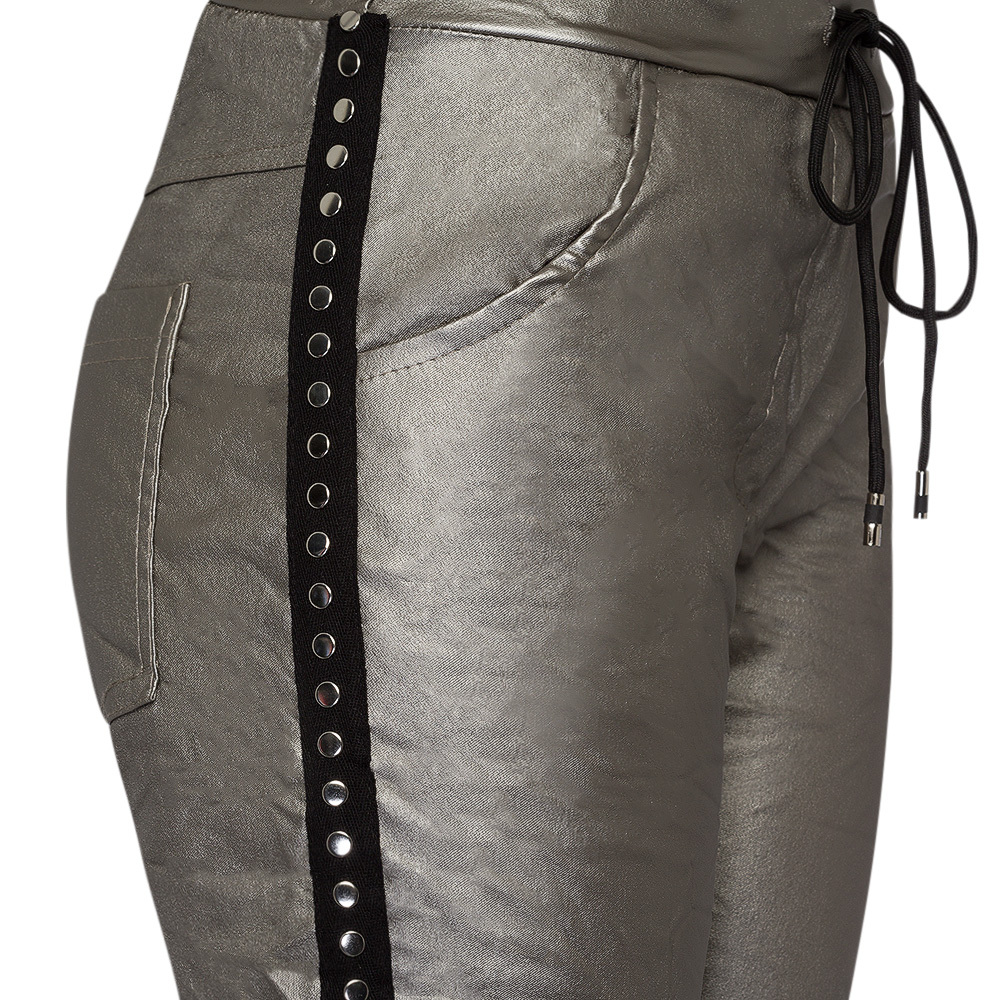 Joggpants in Leder-Optik, metallic 