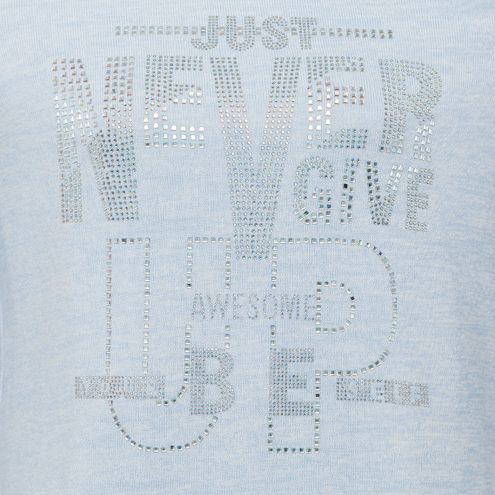 Langarmshirt 'Never give up', eiskristall 