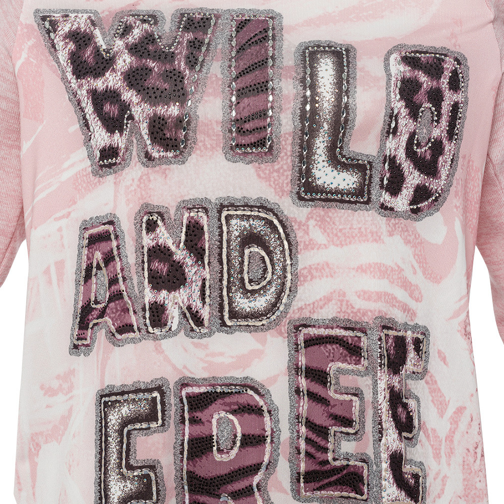 Langarmshirt 'Wild & free', rosenholz 