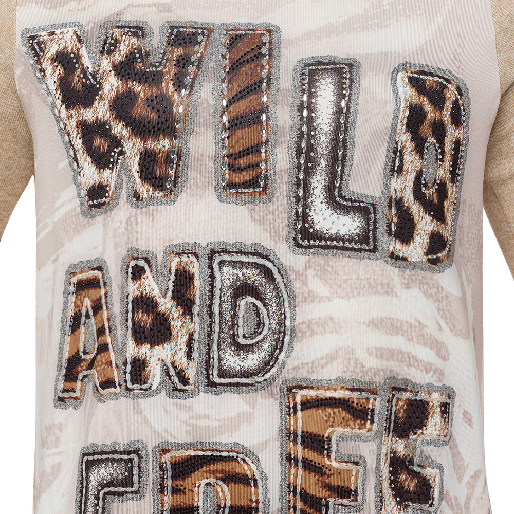 Langarmshirt 'Wild & free', sand-melange 