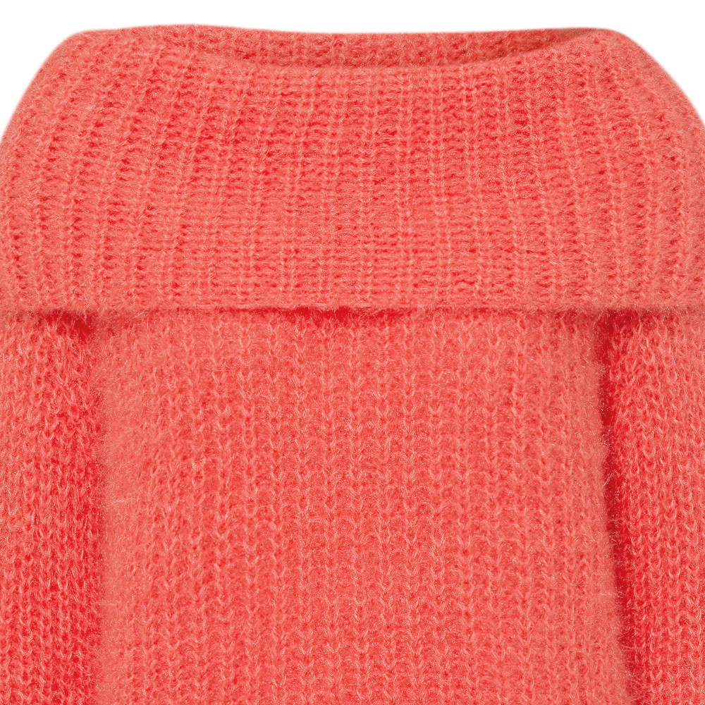 Strickpullover mit weitem Kragen, koralle 