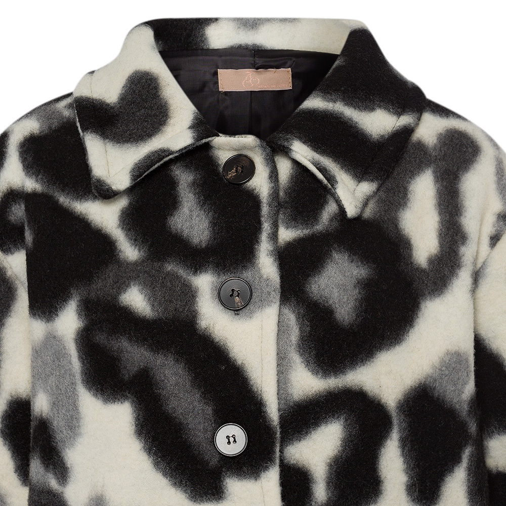 Kurze Filzjacke Animal, schwarz-offwhite 